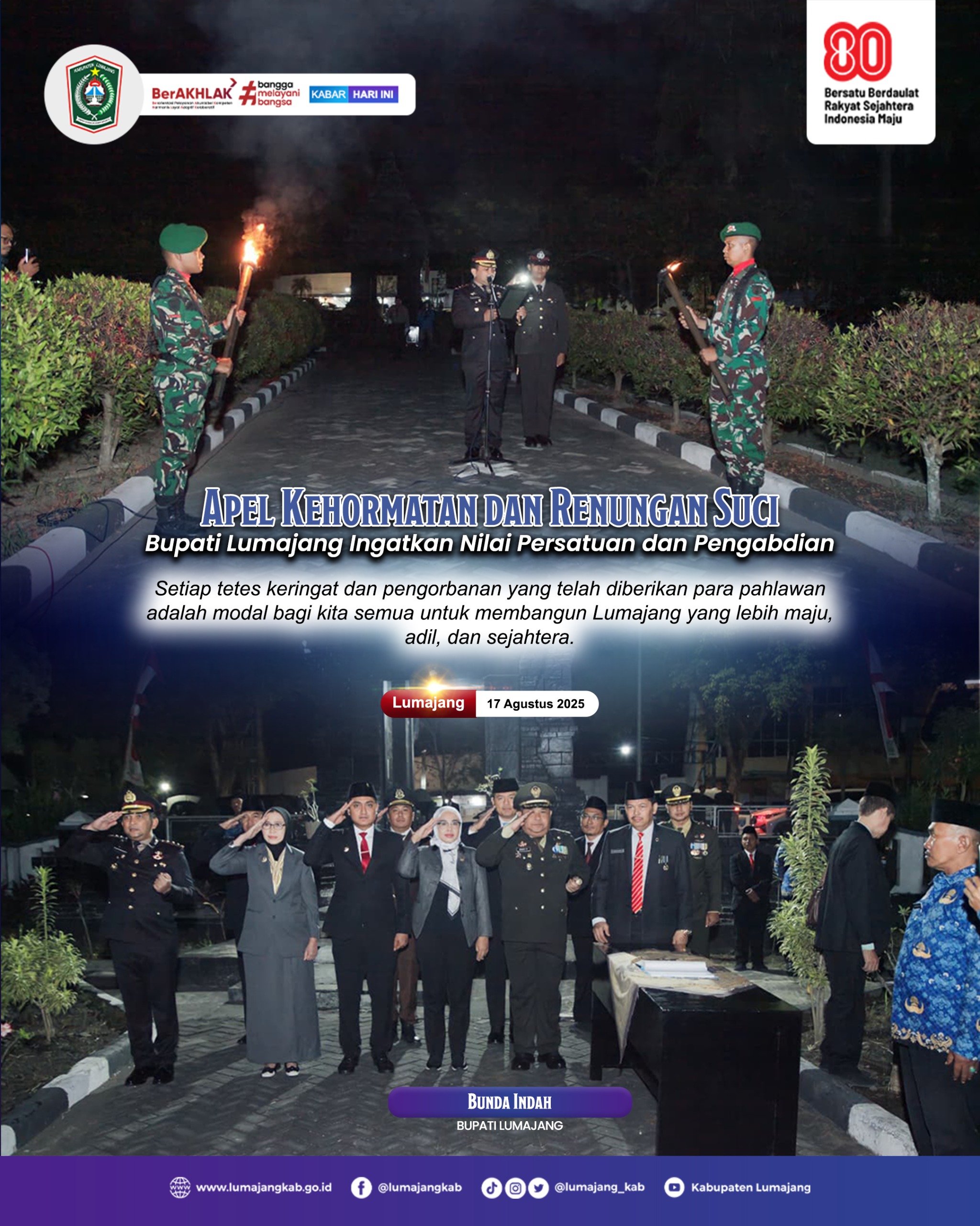 Apel Kehormatan dan Renungan Suci, Bupati Lumajang Ingatkan Nilai Persatuan dan Pengabdian