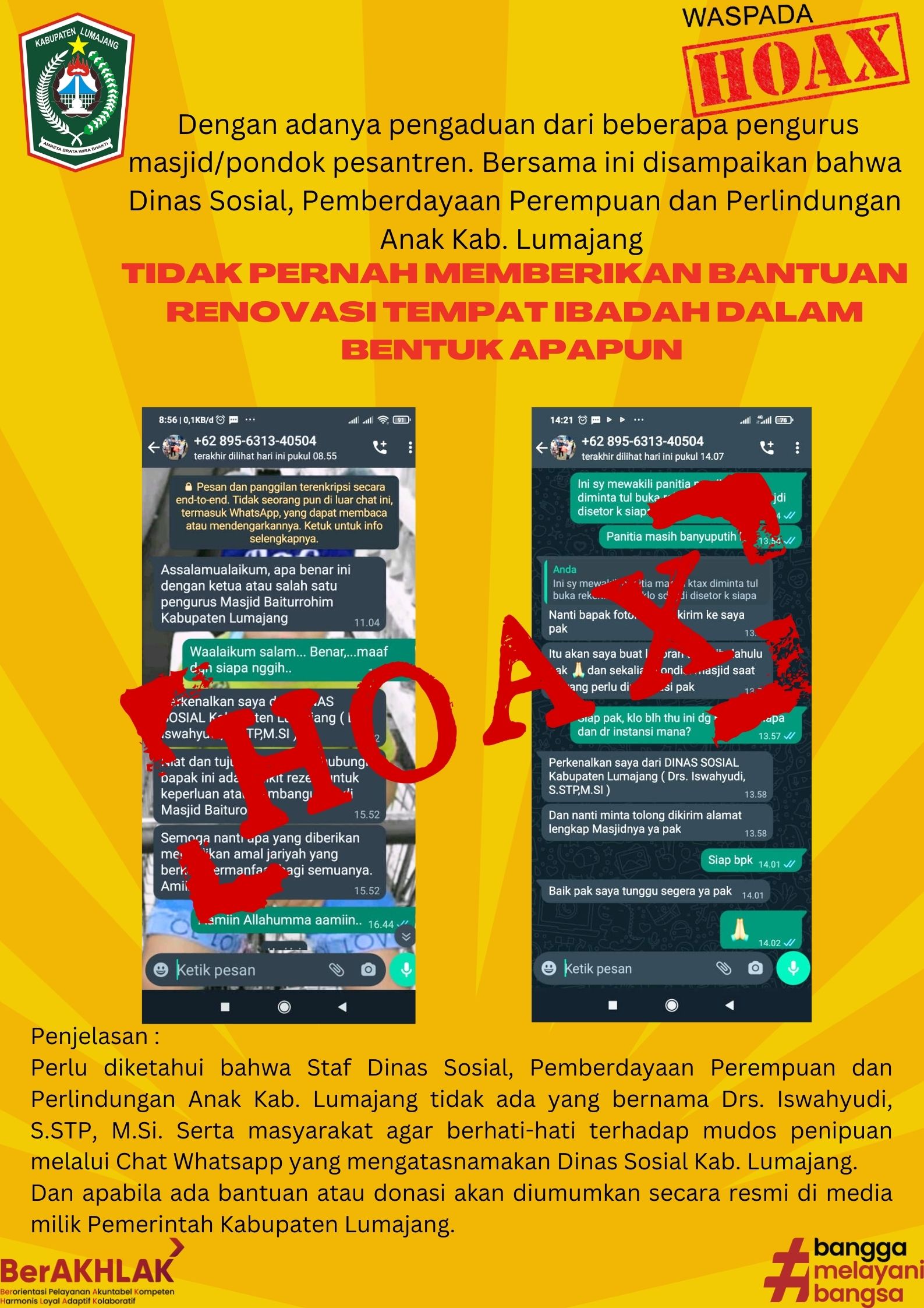hati-hati penipuan yang mengatasnamakan Dinsos P3A 